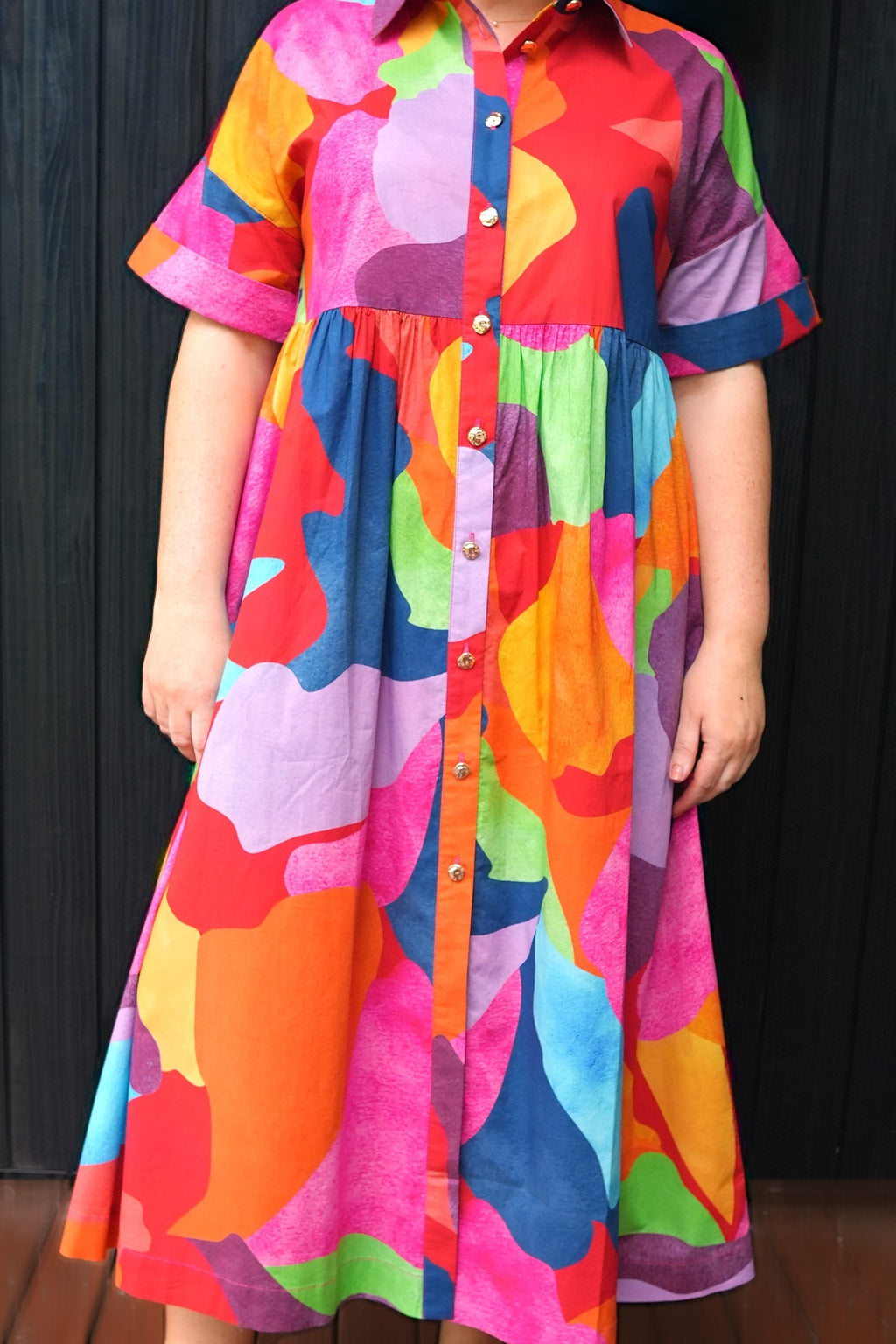 Colourful Camo Ange Dress, front, full length