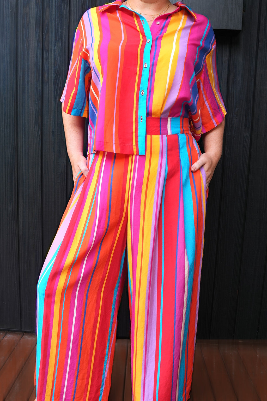 Summer Stripe Grace Top and Wide Leg Pants, front, size inclusive fit