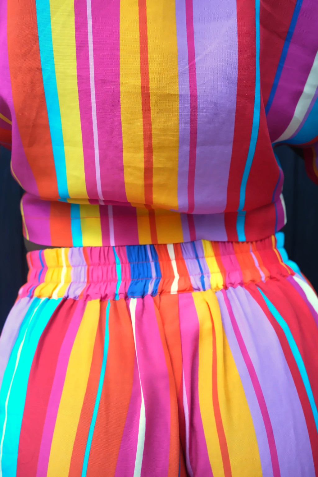Summer Stripe Grace Wide Leg Pants, elastic waistband close up